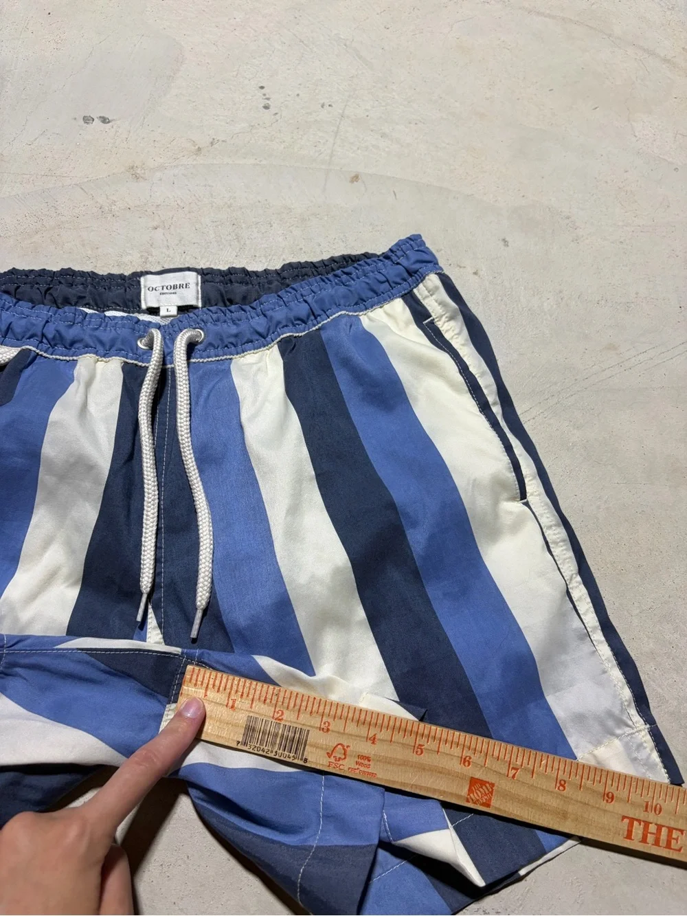 Octobre editions Striped Rob Swim Shorts blue ecru navy large